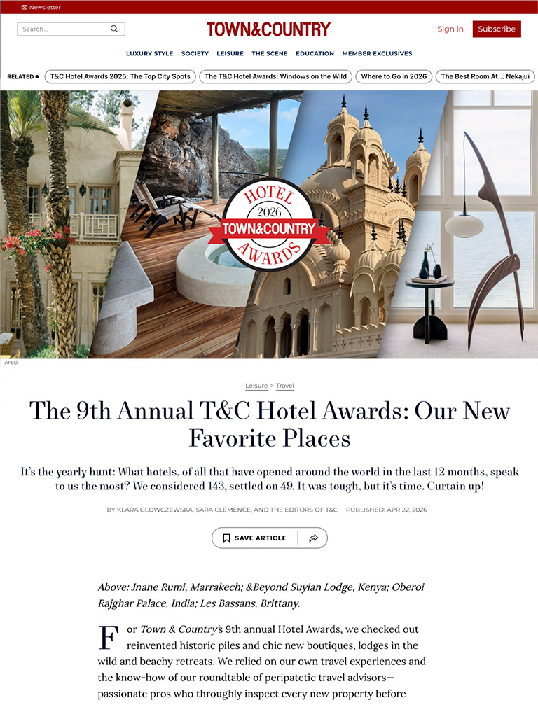 Town & Country 2026 Hotel Awards article cover